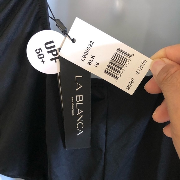 La Blanca Black Island Goddess Multi-Strap Cross-Back One Piece Swimsuit Size 16 - Picture 7 of 12